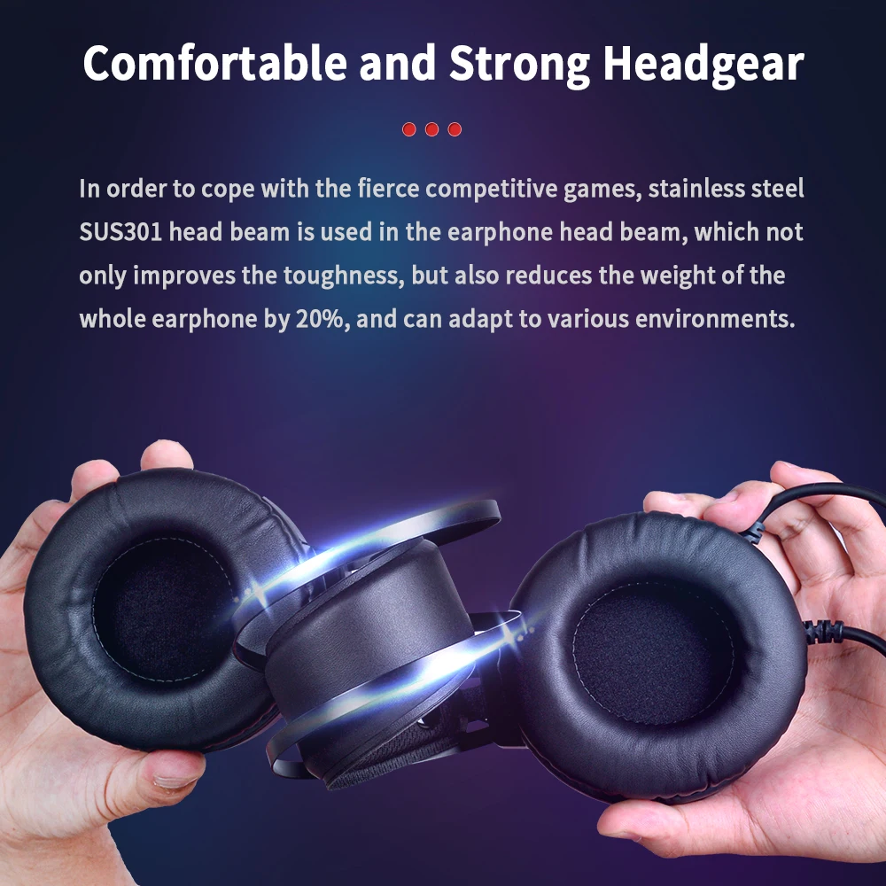 Gaming Headset Wired Led-Light Professional Stereo Headphones with Microphone for Gamer PC PS4 Xbox One Xiaomi Huawei Samsung