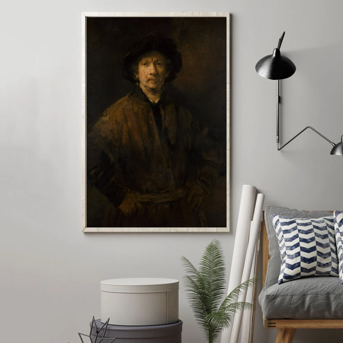 Rembrandt Self Portrait (1652) by Rembrandt Masterpiece Reproduction Poster Canvas Picture Print Wall Painting Home Decoration