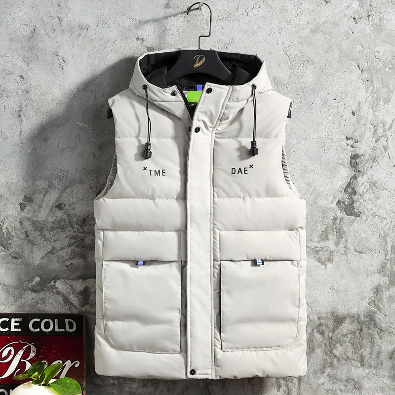 Autumn and winter new hooded down cotton vest for men Korean fashion warm vest thickened cotton jacket jacket for men