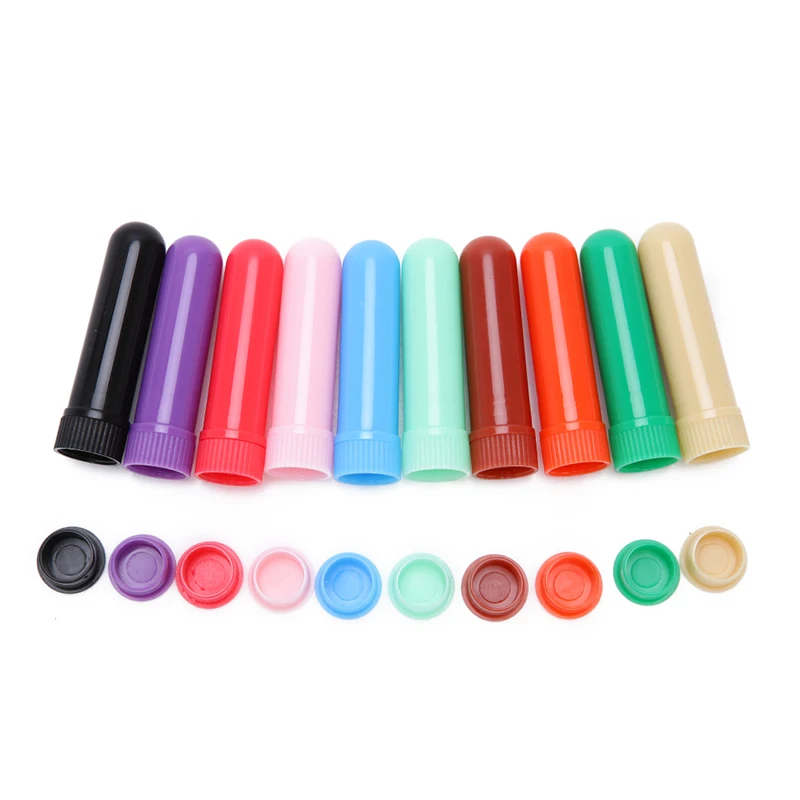 

12Pcs/set Essential Colored Plastic Blank Nasal Aromatherapy Inhalers Tubes Sticks Nasal Container With Wicks For Oil Nose