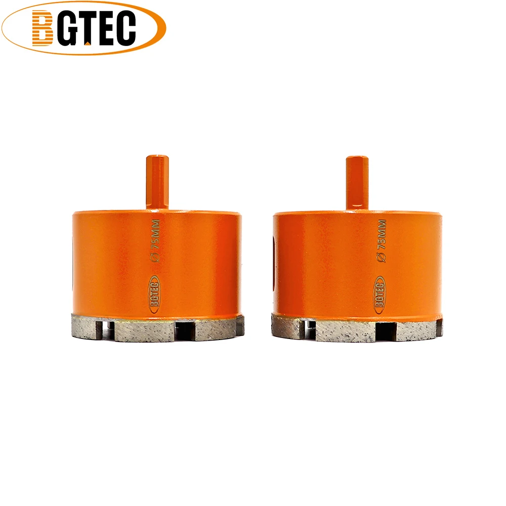 BGTEC 2pcs Diameter 75mm Diamond Welded Drilling Core Bits (Wet) M14 thread for drilling granite and marbel hole saw