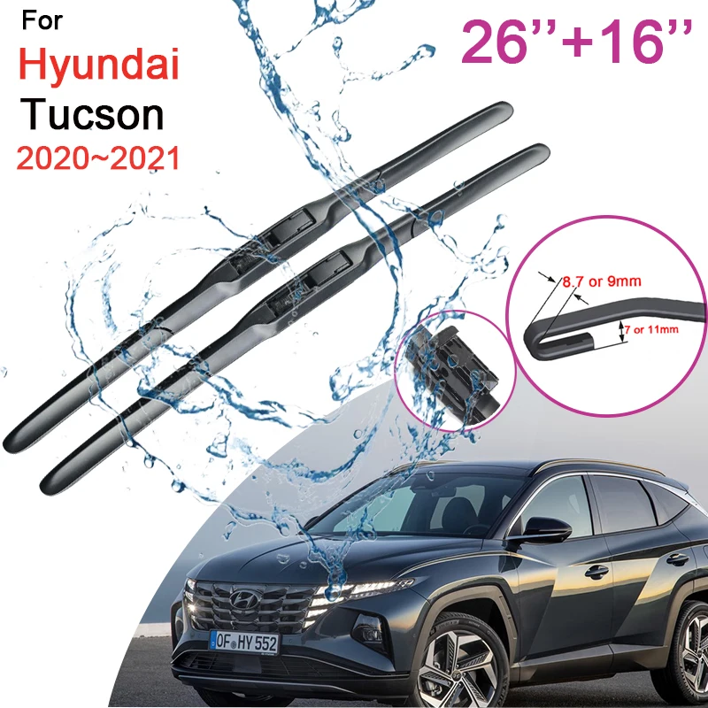 

Car Front Windshield Wiper Blades for Hyundai Tucson Hybrid Phev SE R S X Line XG 2020 ~ 2021 Snow Scraping Rubber Accessories