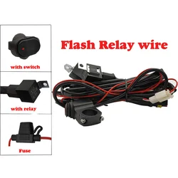 1 set Wiring Harness for Led motorcycle headlights Light Wire Cable Switch Relay Kit Motorcycle ATV Driving Light Flash Control
