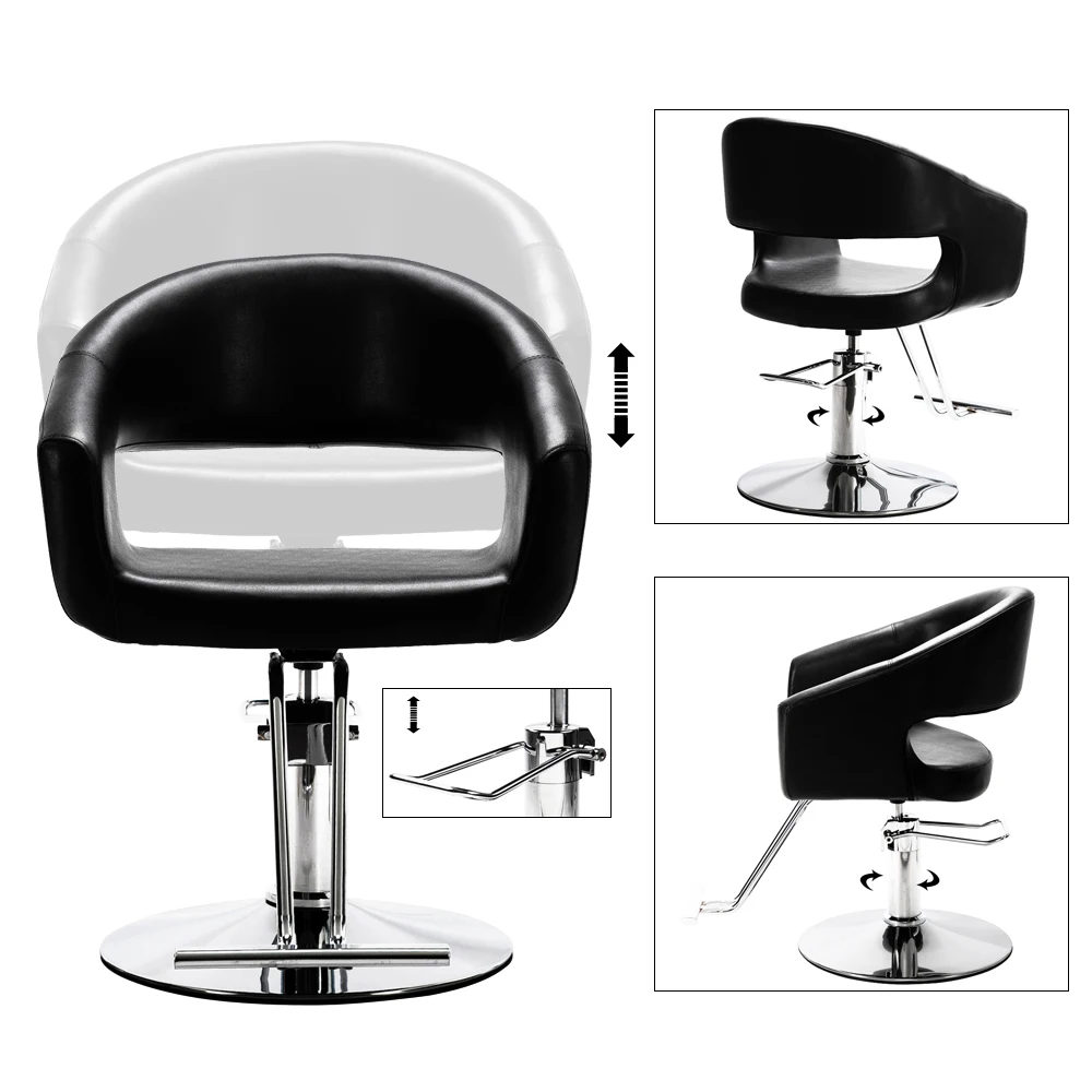 US Warehouse HC184B High-End Hair Salon Barber Chair Classic Volume of The Back Chair Black In Stock