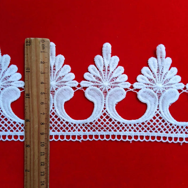 9.5CM Wide Exquisite Retro White Water-Soluble Embroidery Flower Ribbon Lace Fabric DIY Sewing Supplies