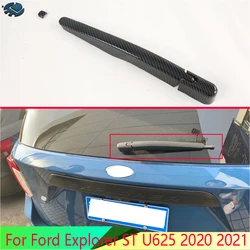 For Ford Explorer ST U625 2020 2021 Carbon Fiber Style Rear Window Wiper Arm Blade Cover Trim Overlay Nozzle Molding Garnish