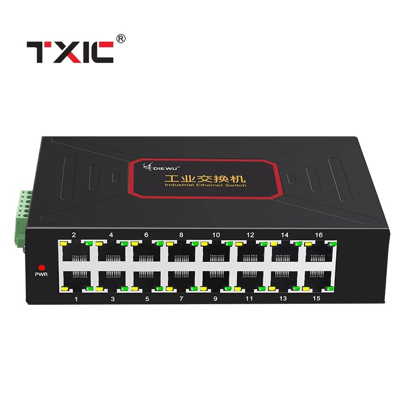 

Original Factory Supply 16 Ports Industrial Ethernet Switches 10/100Mbps DIN Rail Type RJ45 Network Switch