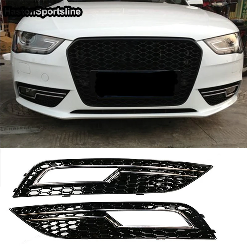 

A4 B9 ABS Front Bumper Fog Lamp Masks Grille Cover Fog Light Trim for Audi A4 B9 2013~2015 Standard Bumper