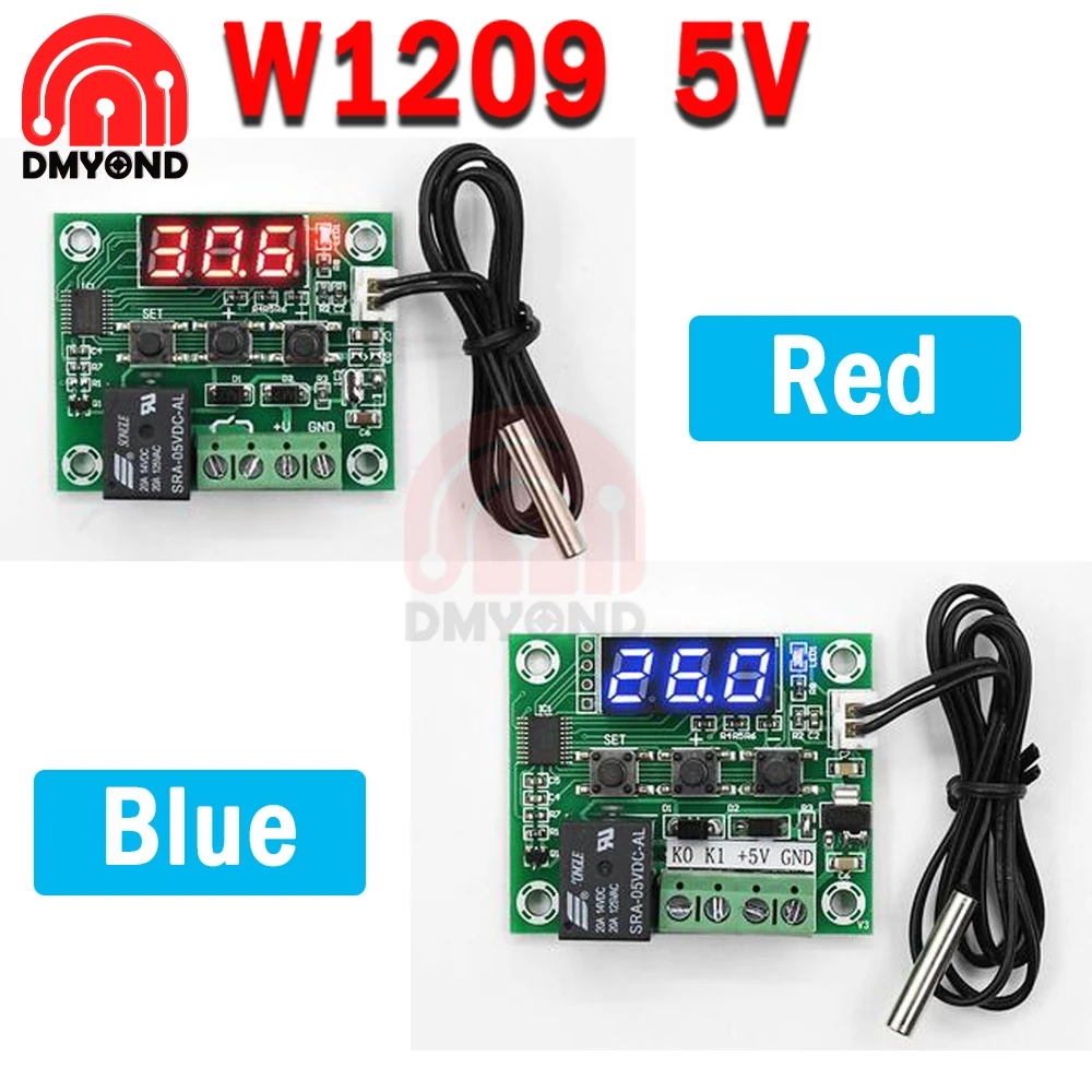 W1209 DC 5V Red Blue LED Digital Temperature Controllear Thermostat Temperature Control Thermostat Switch Waterproof NTC Sensor