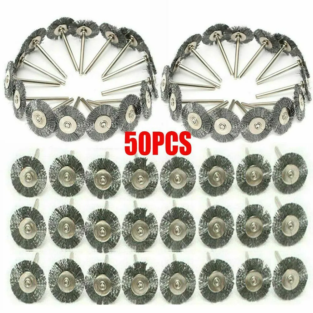 50Pcs Wire Brush Rotary Tool Stainless Steel Die Grinder Removal Wheel Brush Head For Metal Polishing Cleaning Rust Removel