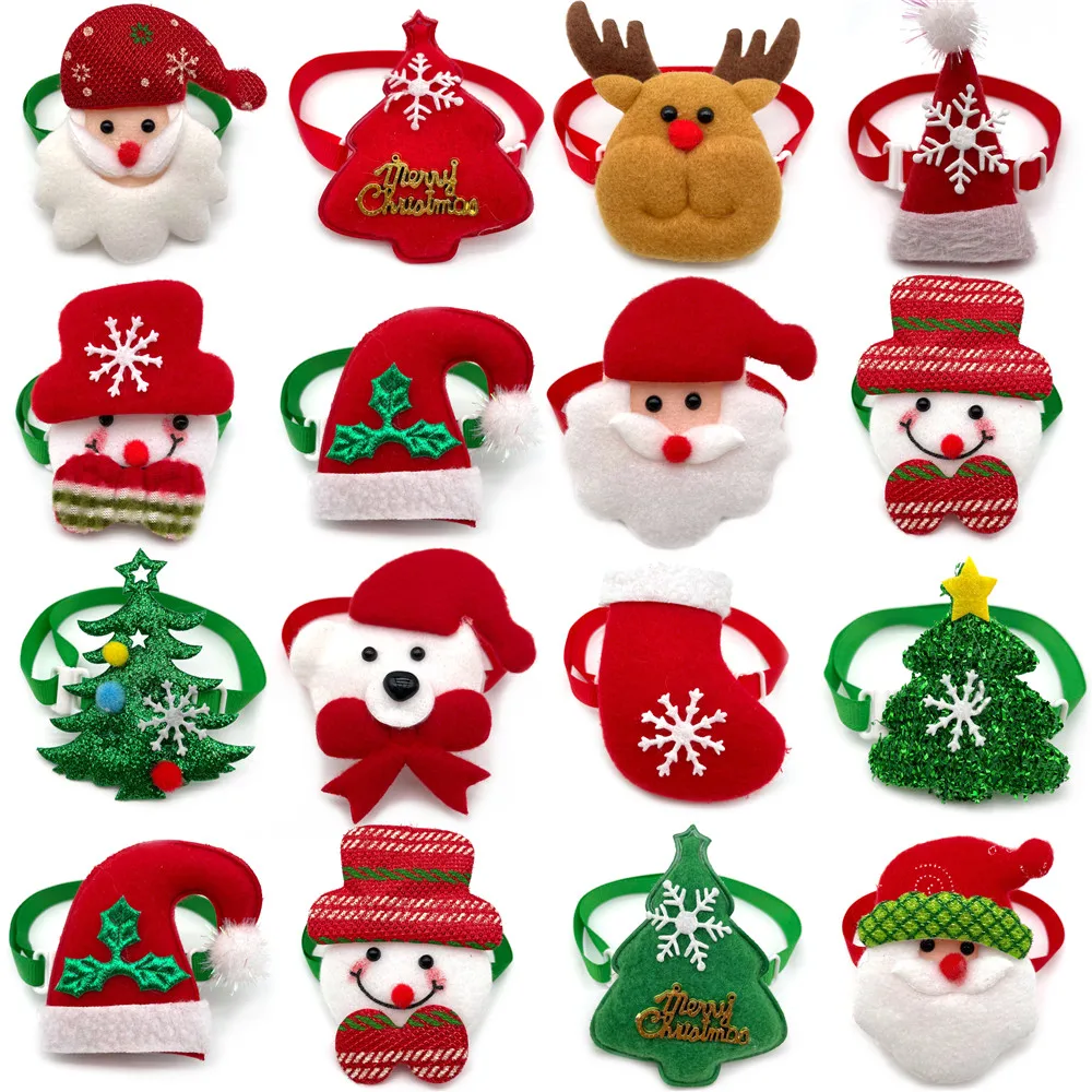 

50/100pcs Pet Dog Christmas Pet Accessories Cat Dog Bow Ties Small Dog Neckties Bowties Snowman Holiday Grooming Accessories