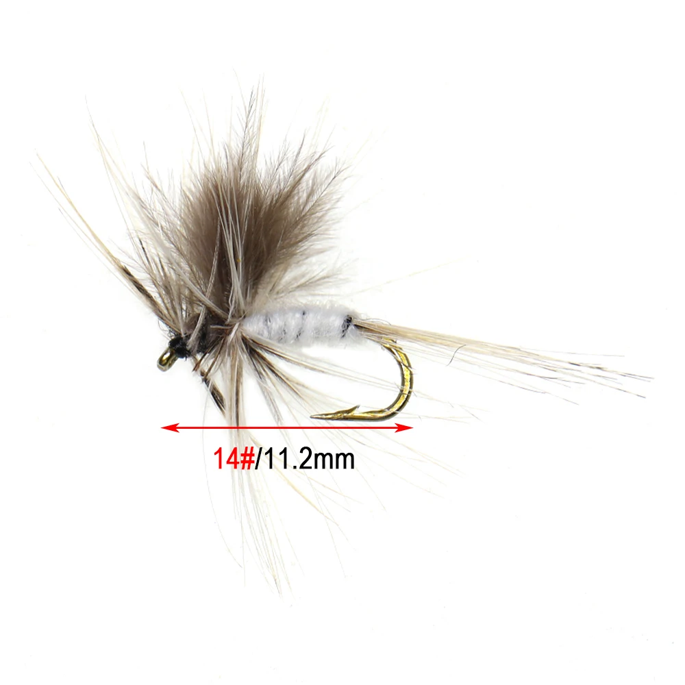 ICERIO 8PCS 16PCS Grey Mosquito Mayfly Dry Flies Trout Fly Fishing Lures #14