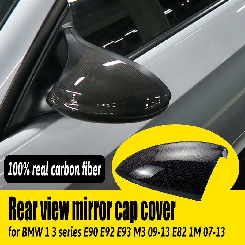 

Car Side Styling Real Carbon Fiber Mirror Cover Caps Sticker Accessories Shell for BMW 1 3 Series E90 E92 E93 M3 E82 1M 2007-13