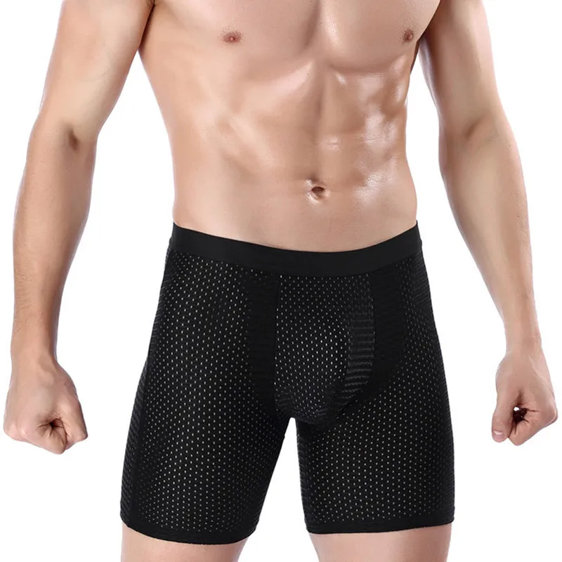 4 paket erkek şort buz ipek konfor nefes külot örgü uzun bacak kısa viskon iç çamaşırı erkekler pantolon iç çamaşırı hediye