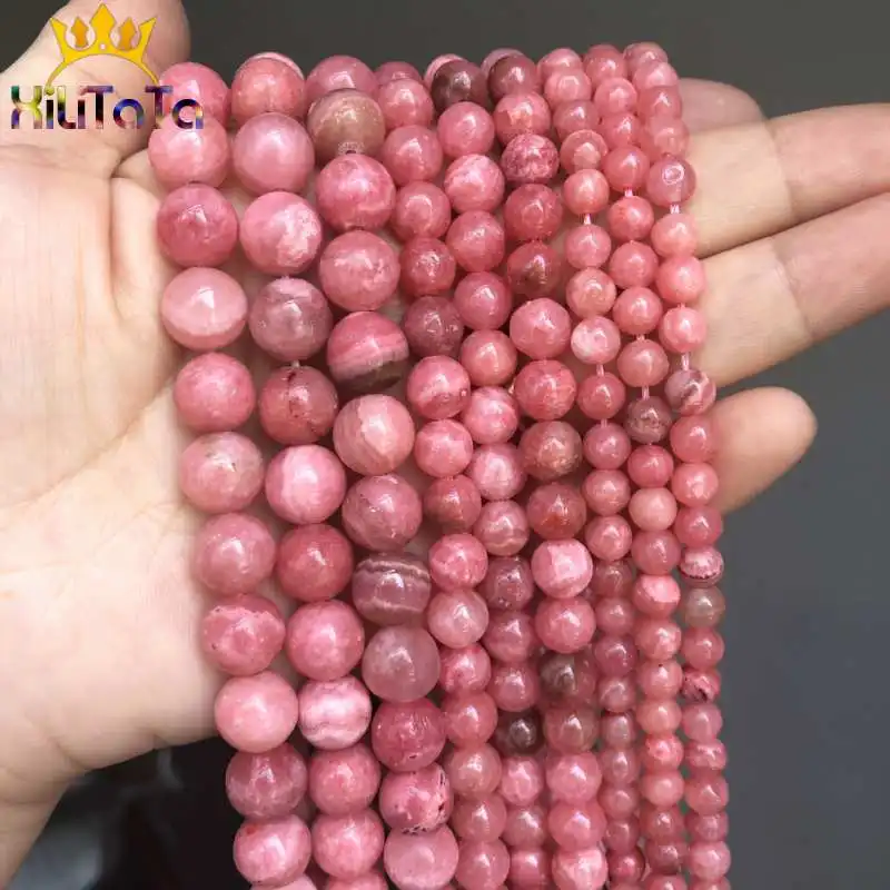 Natural Stone Rhodochrosite Beads Round Loose Spacer Beads For Jewelry Making 6/8/10mm DIY Bracelets Accessories 15\