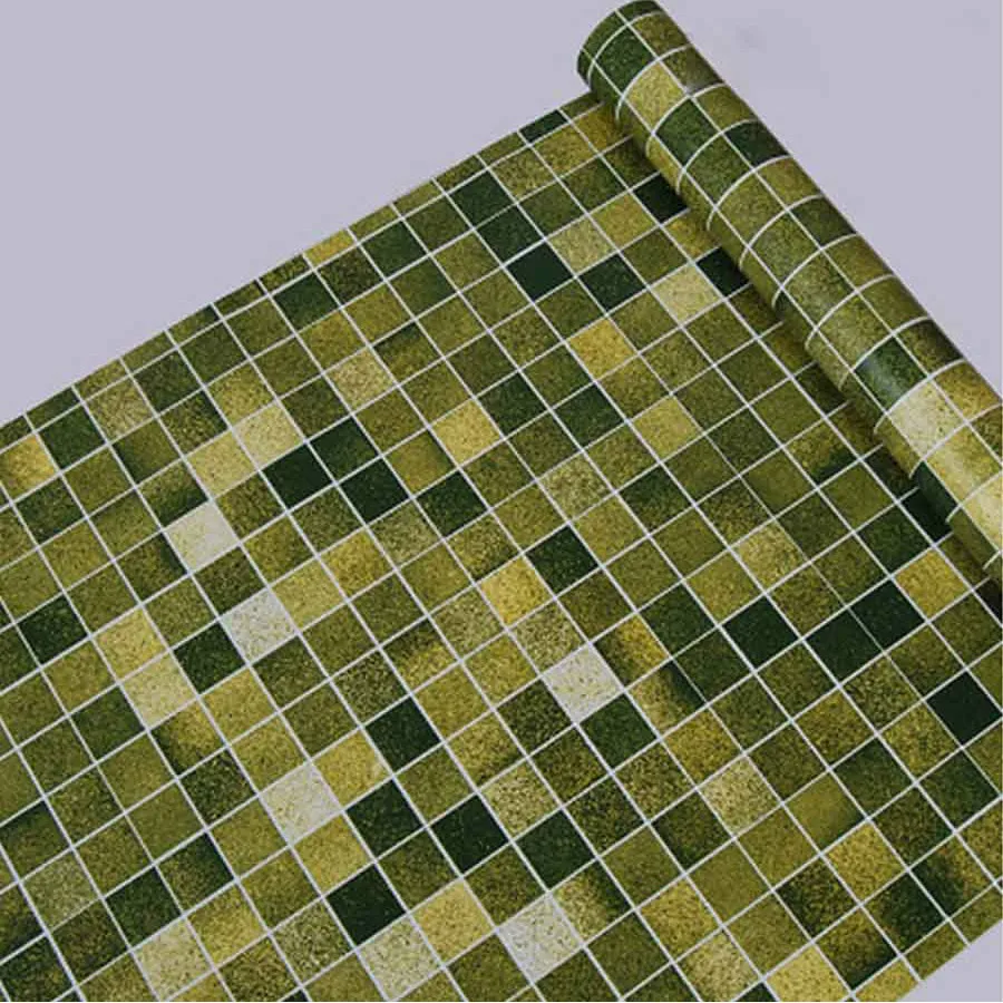 5M/10M Kitchen Waterproof Wall Papers Removable PVC Self Adhesive Tile Wallpaper For Bathroom Toilet Mosaic Pattern Wall Sticker