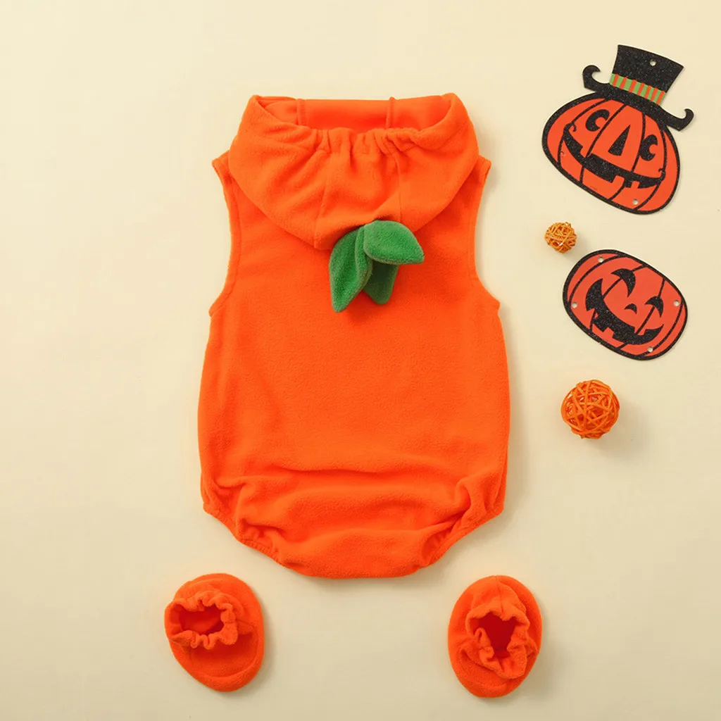 Baby Halloween Costume Pumpkin Cosplay Halloween Romper For Baby Girl Clothes Orange Cute Halloween Costume For Baby Boy Romper