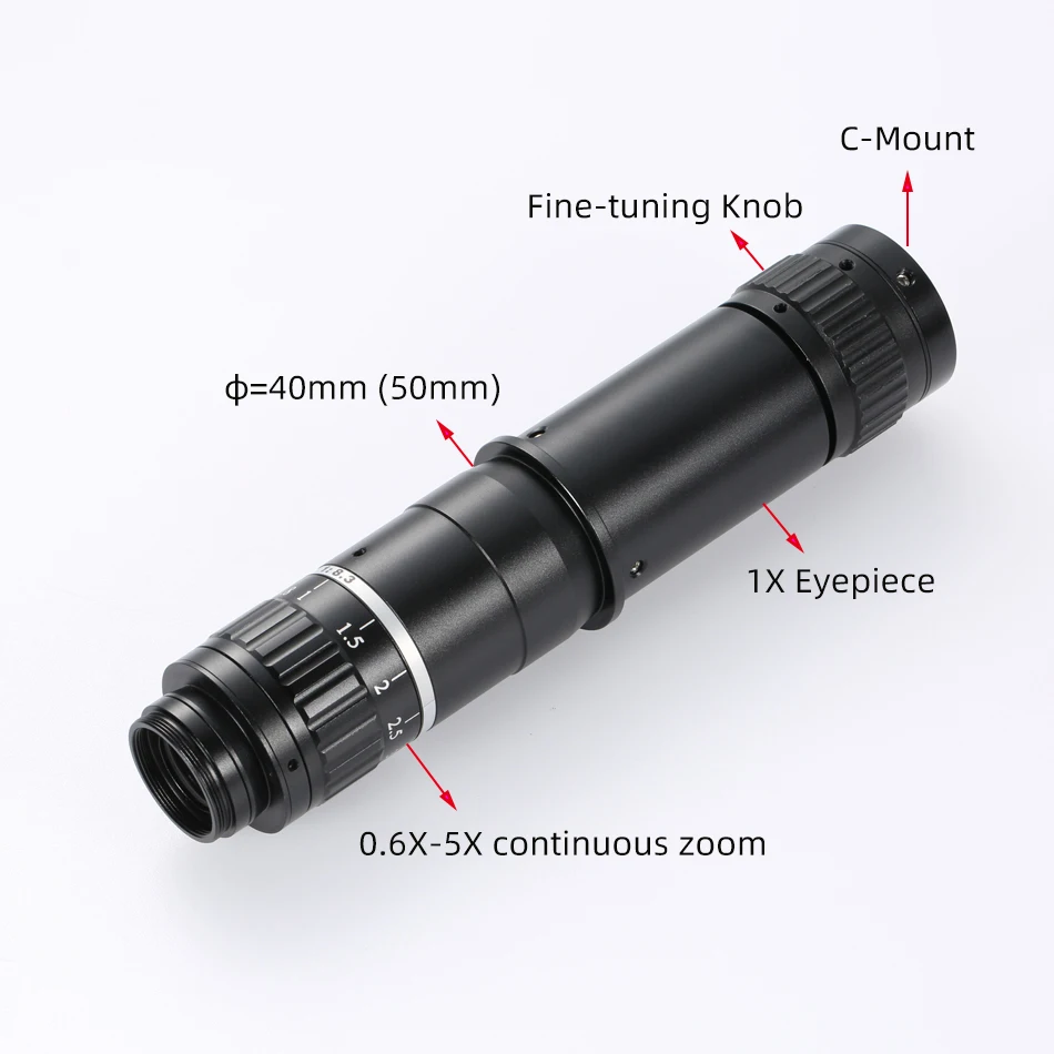 Industrial Video Microscope C-Mount Lens 500X 1000X Full Focus Large Magnification Magnifier Coaxial Point Light Source Lens