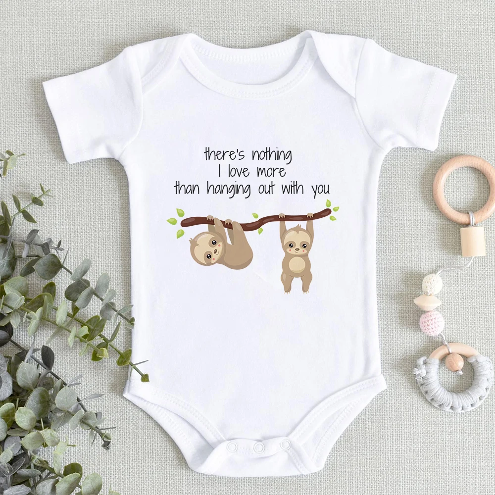 Funny Animal Baby Girl Boy Bodysuit Sloth Print Cartoon Newborn Clothes Short Sleeve Fashion Toddler Jumpsuits Ropa Bebe Niña