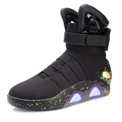 RayZing Back To Future Logo Special Link Men Casual Shoes USB Rechargeable Led Shoes for Man and Women Fashion Boots for Party