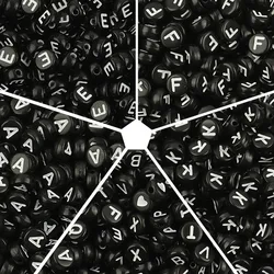 Black 7x4mm Acrylic 26 Letter Round Shape Hear Beads Alphabet Letter For Make Bracelet Necklace Jewelry Accessories
