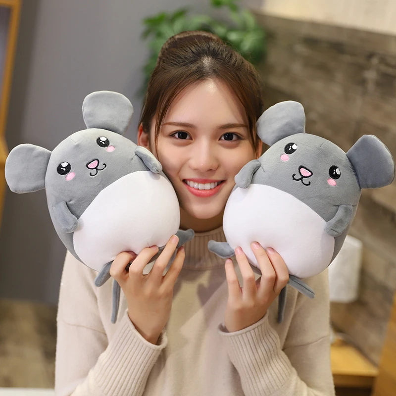 Hot 1pc 35cm-55CM Lovely Grey Rat Pillow Stuffed Animal Plush Toys For Girls Children Boys Toys Cute Mouse Dolls Birthday Gifts