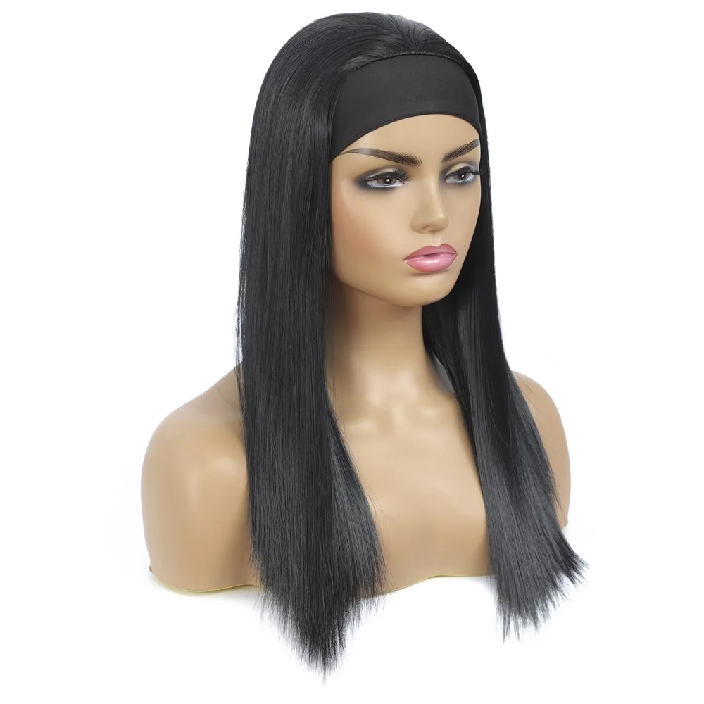 

18 inch Synthetic Hair Wigs Afro Glueless Full Machine Made Long Straight Headband Wig For Black Women