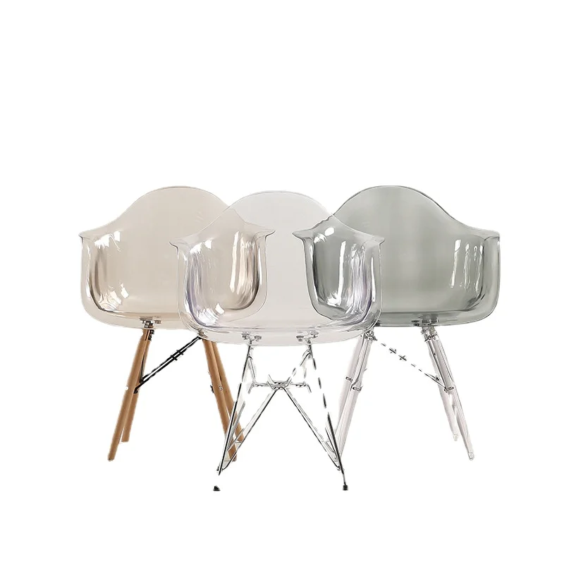 

Dining Chair Modern Transparent Backrest Stool Dining Room Furniture Nordic Negotiation Office Chairs Leisure Solid Wood Chair