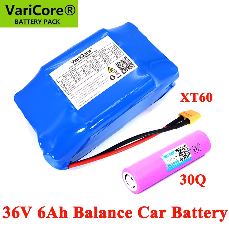 VariCore 36V 5Ah 5.2Ah 7Ah HG2 30Q 2 wheel electric scooter self balancing 18650 lithium battery pack for Self-balancing Fits