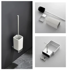 Bathroom Ceramic Holder Toilet Brush Holder Wall Mounted Tumbler Holder Soap Dish Holder Lotion Dispenser