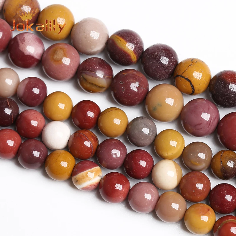 Natural Red Yellow Mookaite Stone Beads Round Loose Spacers Beads For Jewelry Making DIY Bracelets Accessories 4 6 8 10 12mm 15\