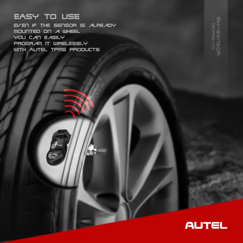 Autel TPMS Sensor Set of 4, MX-Sensor 2in 1 Dual Frequency 315MHz + 433MHz Press-in OE-Level Universal TPMS Sensors