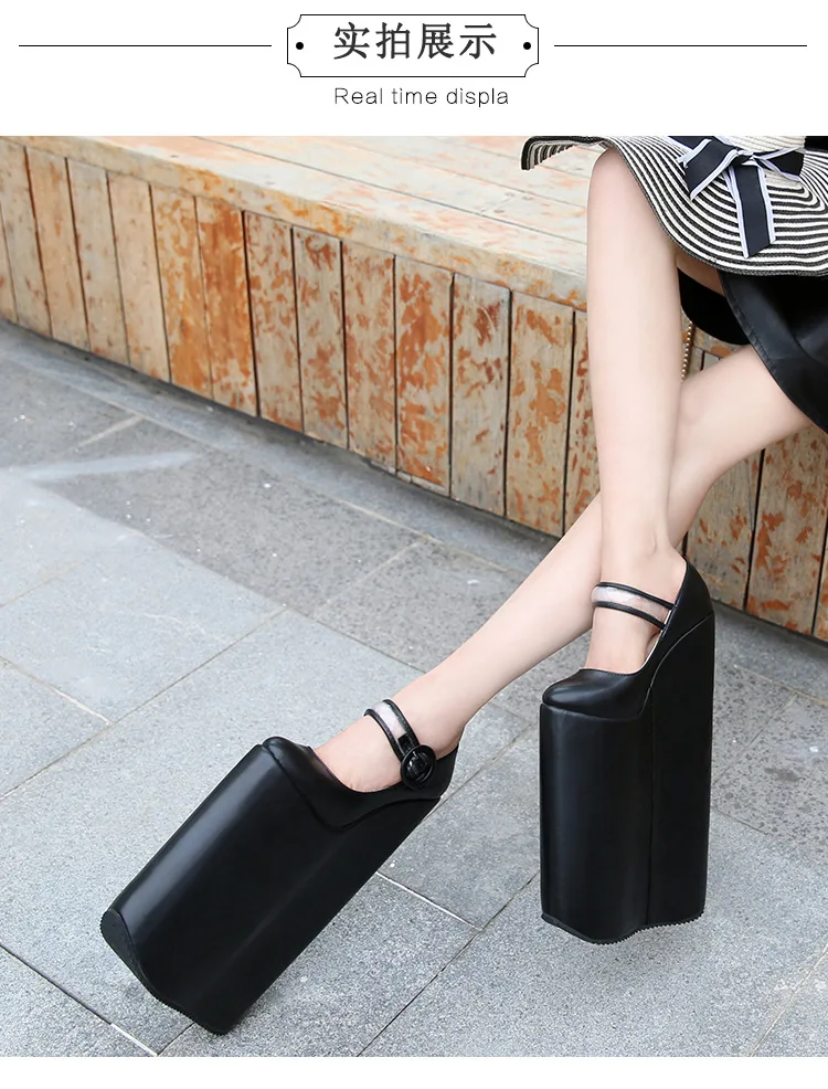 Rocwickline New Summer and Autumn Women's Super high heels Buckle Strap Round Toe Strange Style Classics Fashion Novelty Neutral