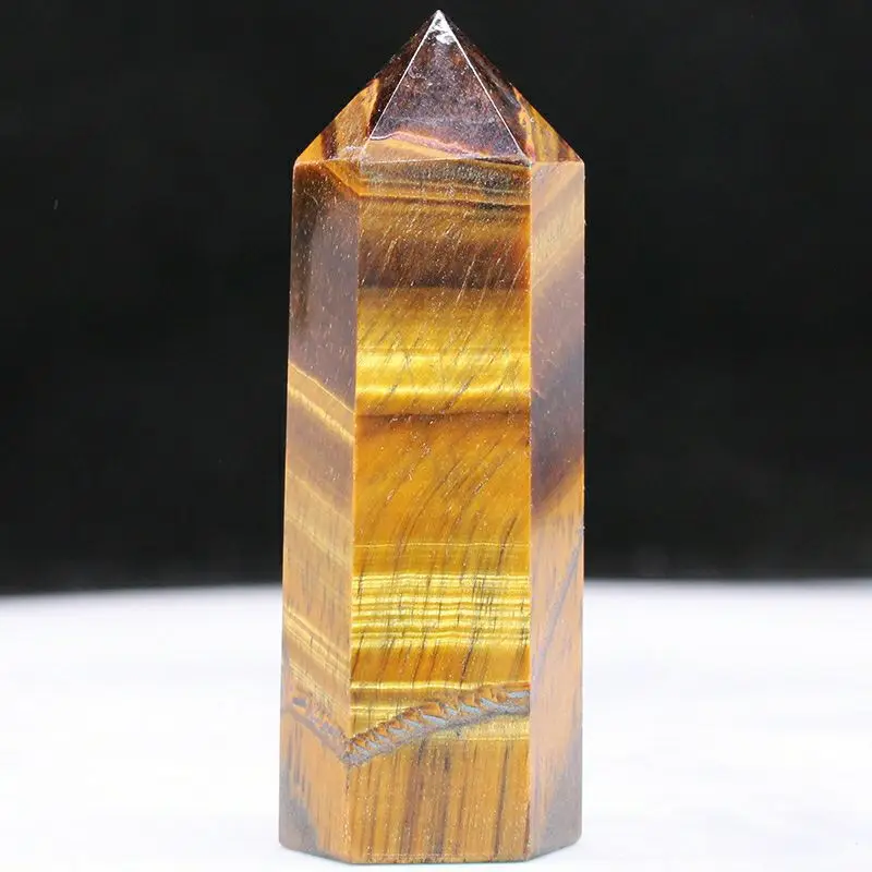 1pcs 100%5-8cm  Natural Tiger Eye Crystal Point Healing Stone Quartz Crystal Wand Crafts Mineral for Home Decoration Ornaments