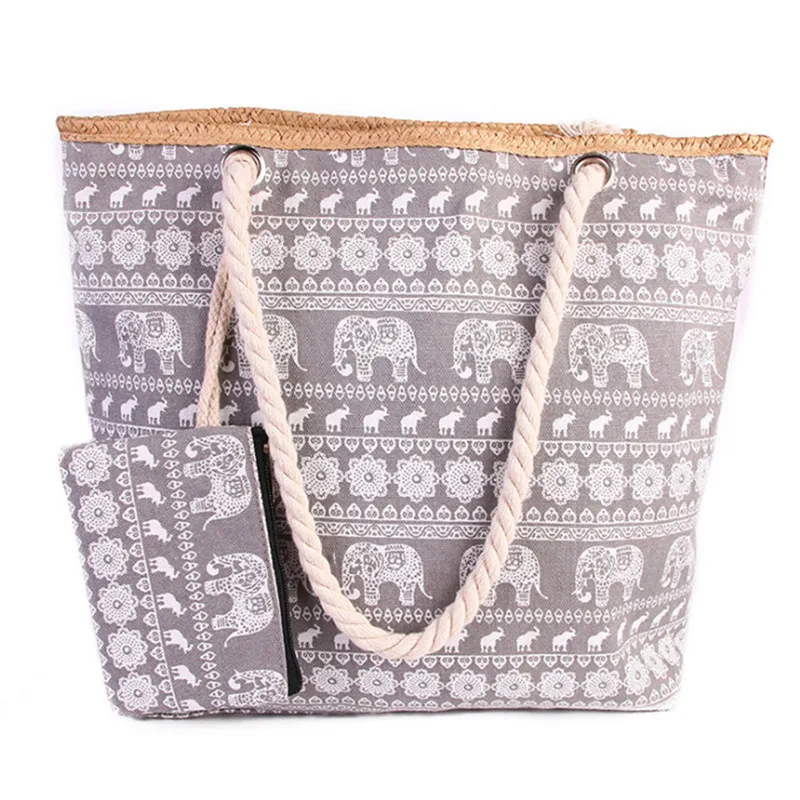 Bolso de mano de lona para mujer, bolsa de mano de lona de 2 piezas, a rayas de colores, de gran capacidad, estilo bohemio, informal, para la playa, novedad de 2022