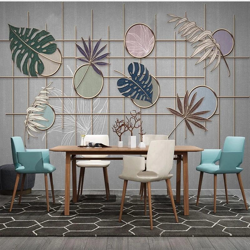 Custom 3D Stereo Mural Modern Creative Light Luxury Tropical Plant Leaves Wallpaper Office Study Room Decor Landscape Wall Cloth