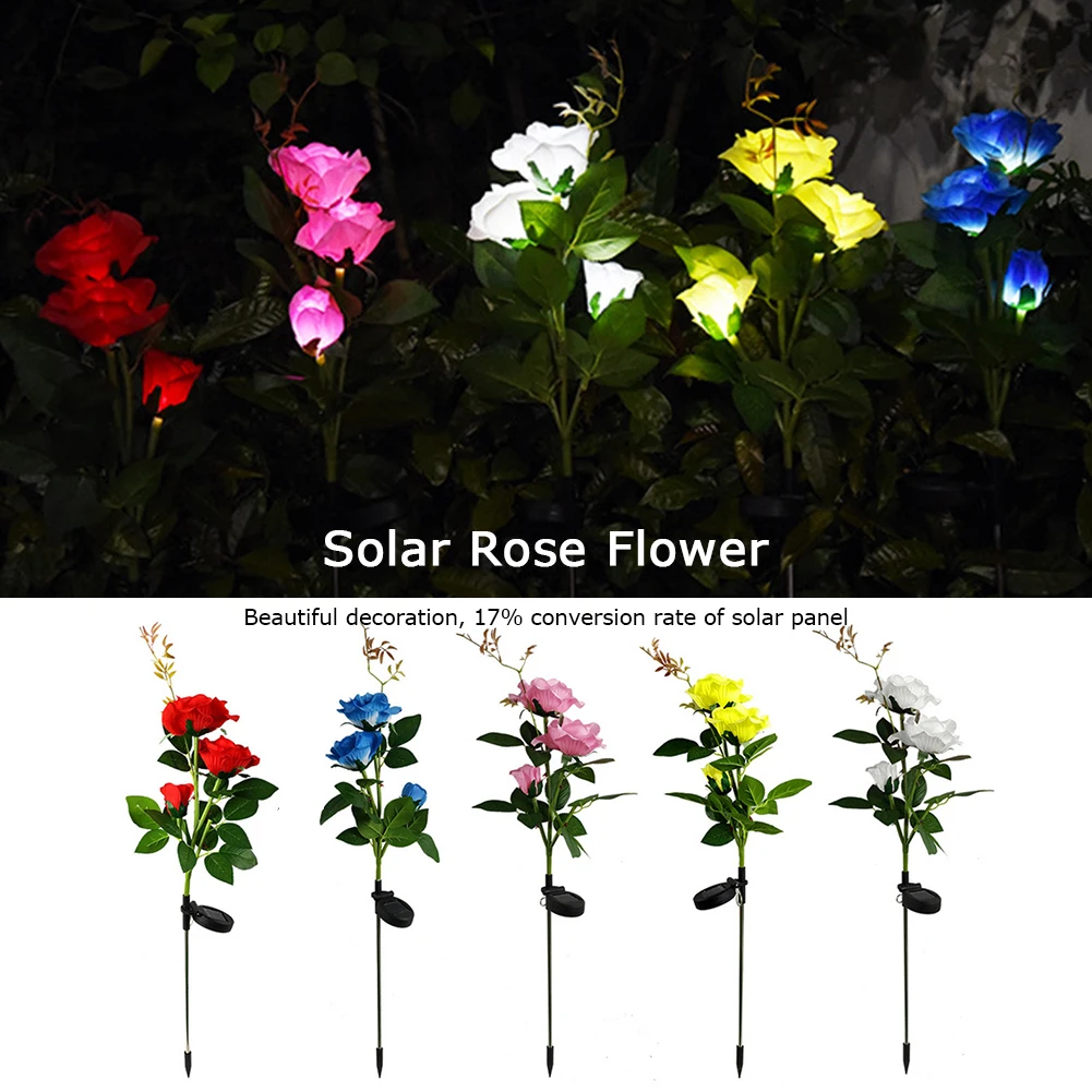 Outdoor Solar Lighting Rose Creative LED Solar Flower Light For Garden Decoration Waterproof Landscape Lawn Lamp For Patio Yard