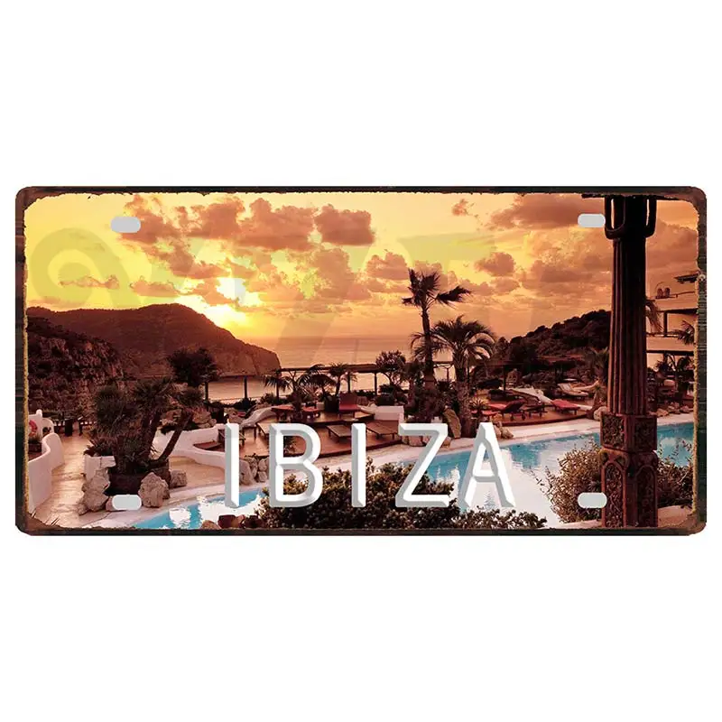 Ibiza Egypt Munich Haikidiki City Metal Sign Tin Plate Vintage Poster For Wall Art Shop Club Bar Home Decor 30X15CM DC-1369A