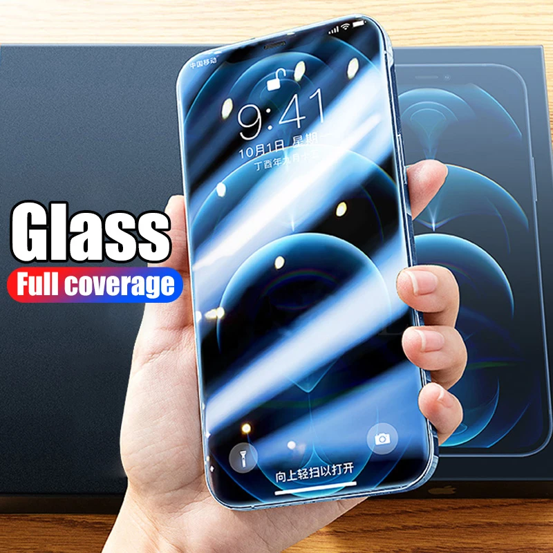 10Pcs Full Cover Tempered Glass For iPhone XR X XS 11 12 13 Pro Max 12 13 mini Screen Protector Film For iPhone XR X XS Max Case