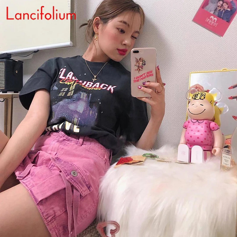 Summer Fall Denim Skirt High Waist Baggy Vintage Harajuku Distressed Y2k Kawaii Pink Bodycon Alina Mini Jeans Skirts Womens 2021