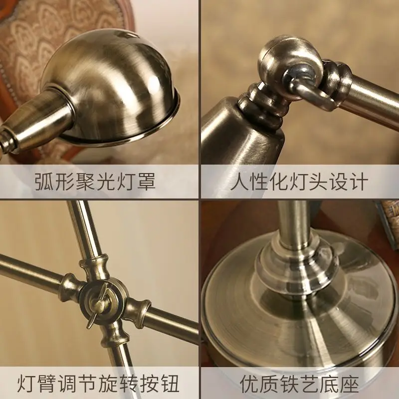 American Mtyle Minimalist Metal Table Lamp For Living Room Creative Personality Eye Protection Learning LED Desk Bedside Lamp