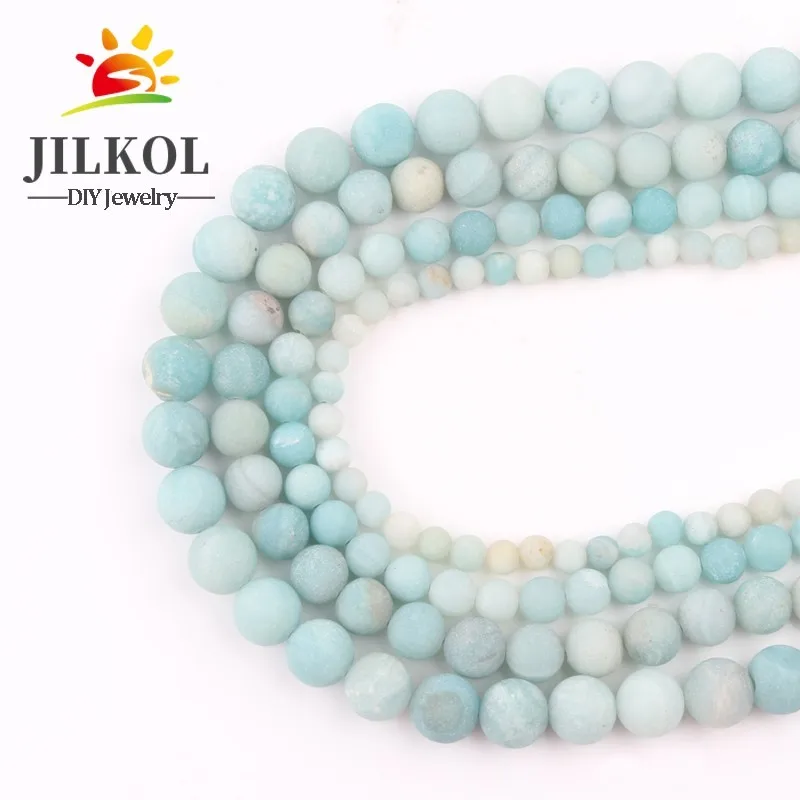 AA+ 4 6 8 10 12 mm Matte Blue River Amazonite beads natural stones Round loose beads for jewelry making diy bracelet necklace