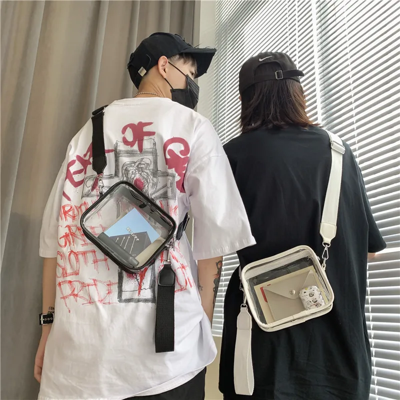 2024 PVC Transparent Small Men handbag 2pcs set Mini shoulder bags Fashion Cool Cross Body Bag for phone High quality Man bag