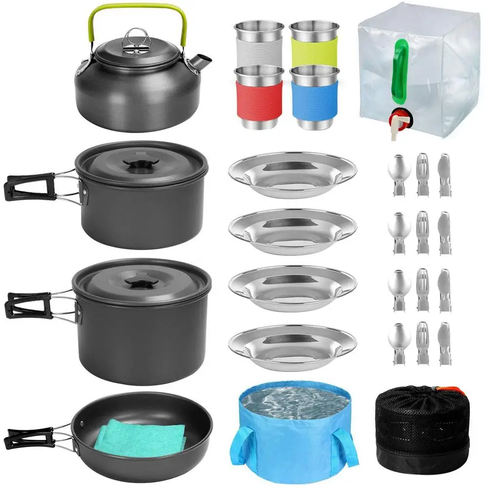 Imagem -02 - Conjunto Outdoor Pots Panelas Camping Panelas Piquenique Cozinhar Conjunto Utensílios de Cozinha Define Piquenique Churrasco Suprimentos para Pessoas ou Mais 1