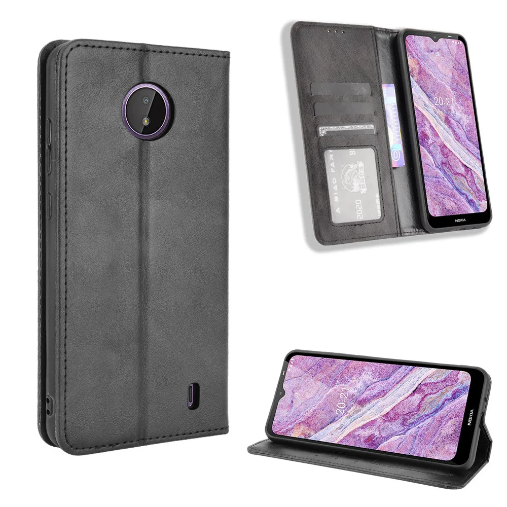 For Nokia C10 C20 Case Luxury Flip PU Leather Wallet Magnetic Adsorption Case For Nokia C 10 C 20 NokiaC10 NokiaC20 Phone Bags view 2