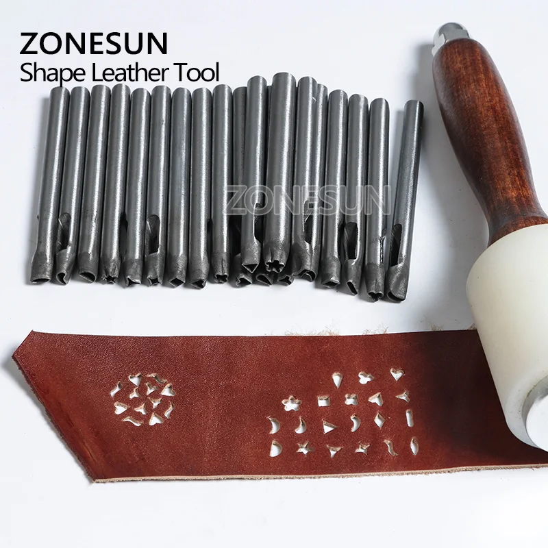 ZONESUN 20pcs One Pack DIY Leather Punch Tool Shaped Flower 20 Flowers Can Choose Petal Heart Wave Punch Tricks