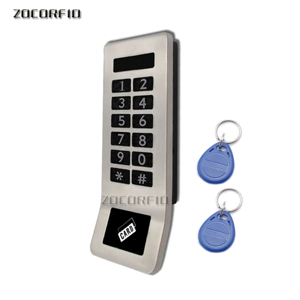 Stainless steel Panel 125KHz RFID&password standalone cabinet lock electric cabinet lock with PULLER