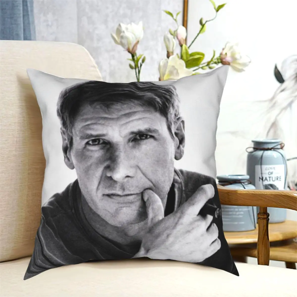 Harrison Ford Pillowcase Polyester Printed Decor Throw Pillow Case for Sofa Cushion Cover