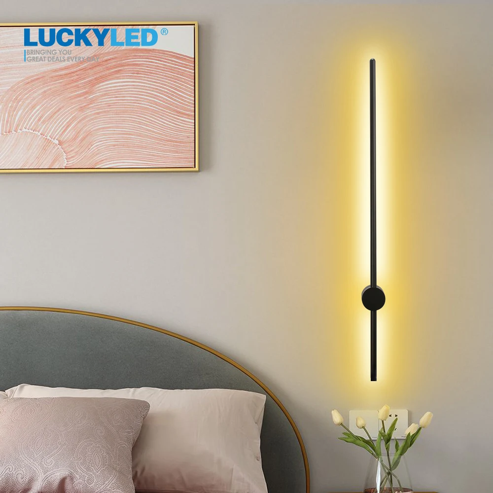 

Настенная лампа LUCKY светодиодный, черная длинная настенная лампа с сенсорным выключателем, внутреннее бра, настенное освещение для гостиной, спальни