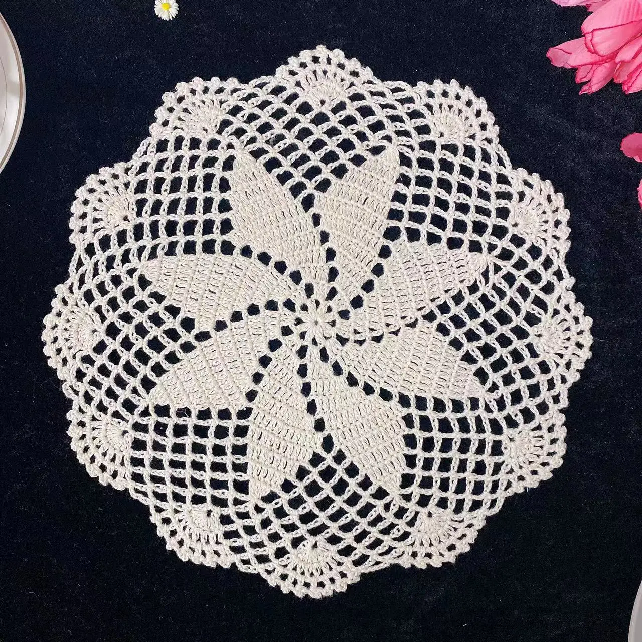 Hot Cotton Lace Table Place Mat Crochet Hotel Coffee Placemat Glass Pad Christmas Drink Coaster Cup Mug Tea Dining Doily Kitchen